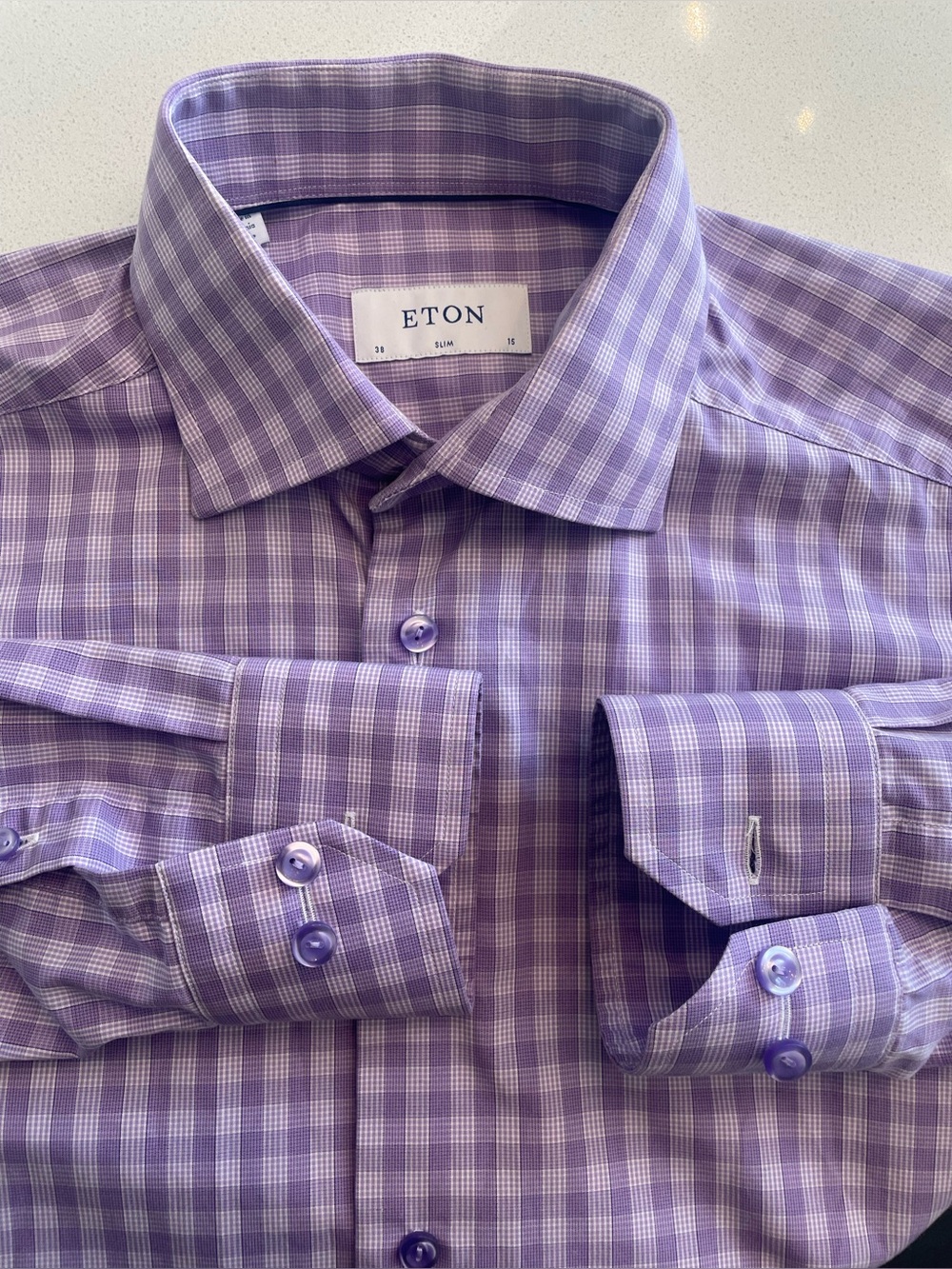 Eton - All cotton checkered dress shirt Size 38 (15”neck)